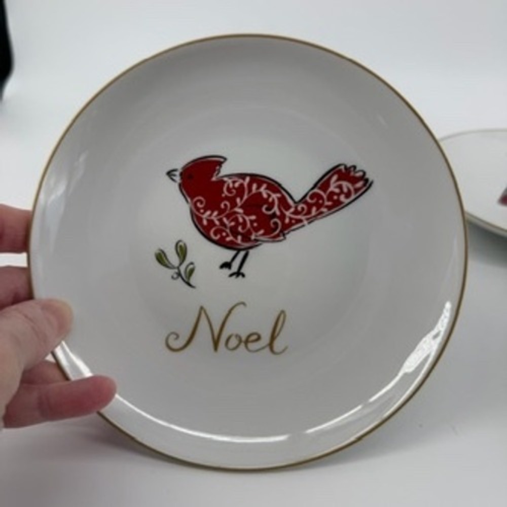 Set of 4 222 Fifth Natala Christmas Holiday Dessert Plates - Picture 4 of 11